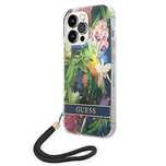 Etui Guess Flower Strap na iPhone 14 Pro Max - niebieskie