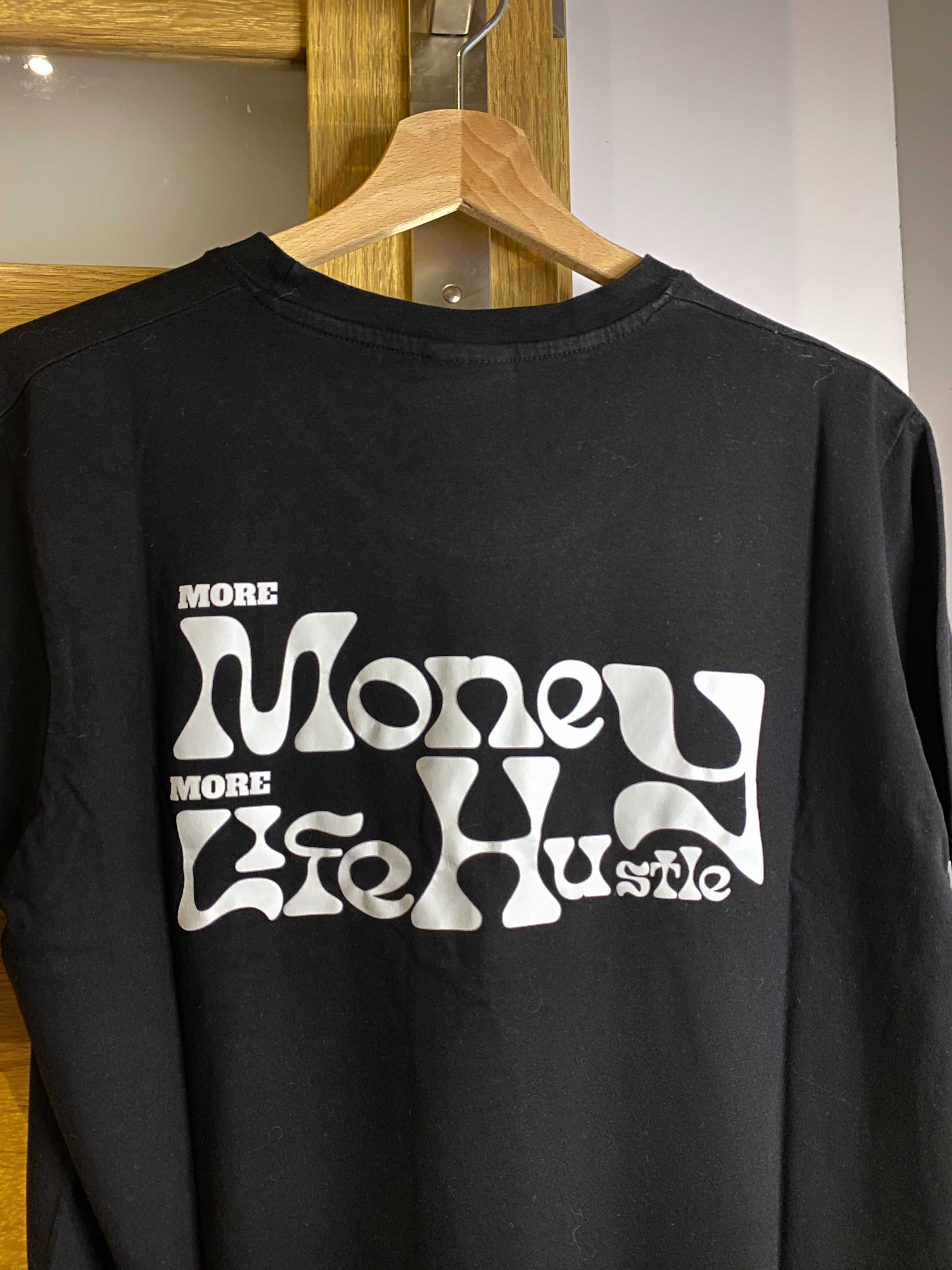 Męska Czarna Koszulka Hustler More Money More Life Hustle