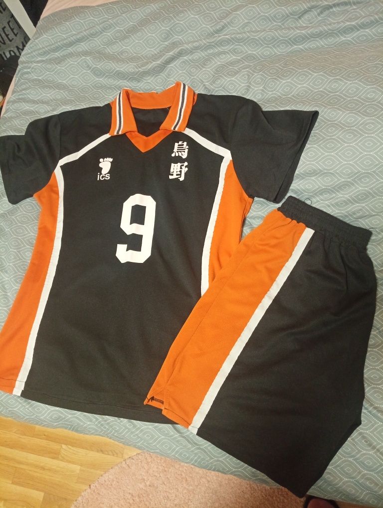 Haikyuu! Karasuno High School Jersey #9 Black Orange Cosplay