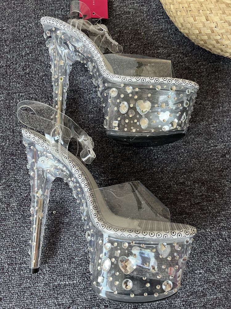 Szpilki Pole Dance szklanki transparent diamenty 41 Roxie Luve