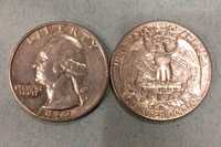 Серебрянная монета 25 центов США 1962 Джорж Вашингтон