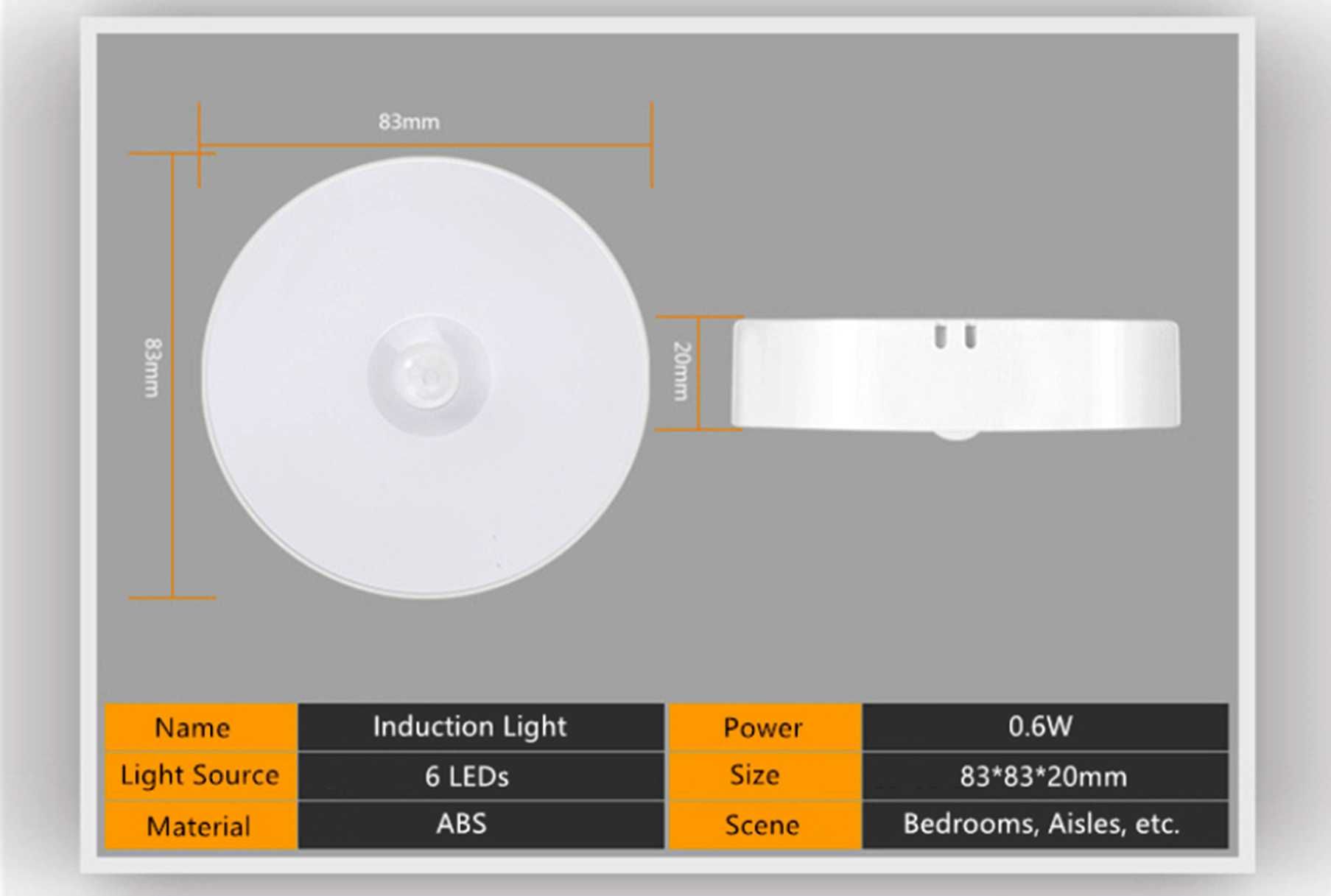 Світлодіодний LED світильник нічник з датчиком руху, ночник, движения