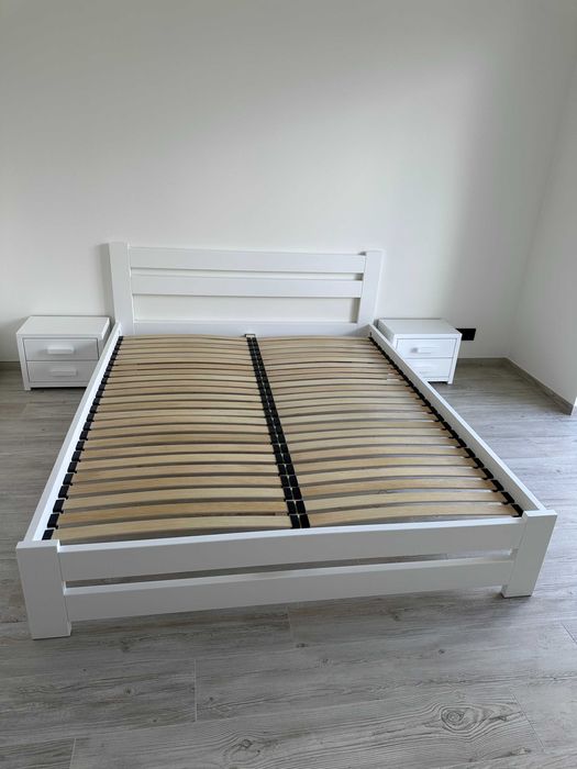 МІЦНЕ Ліжко з масиву дерева біле кровать від виробника 160х200