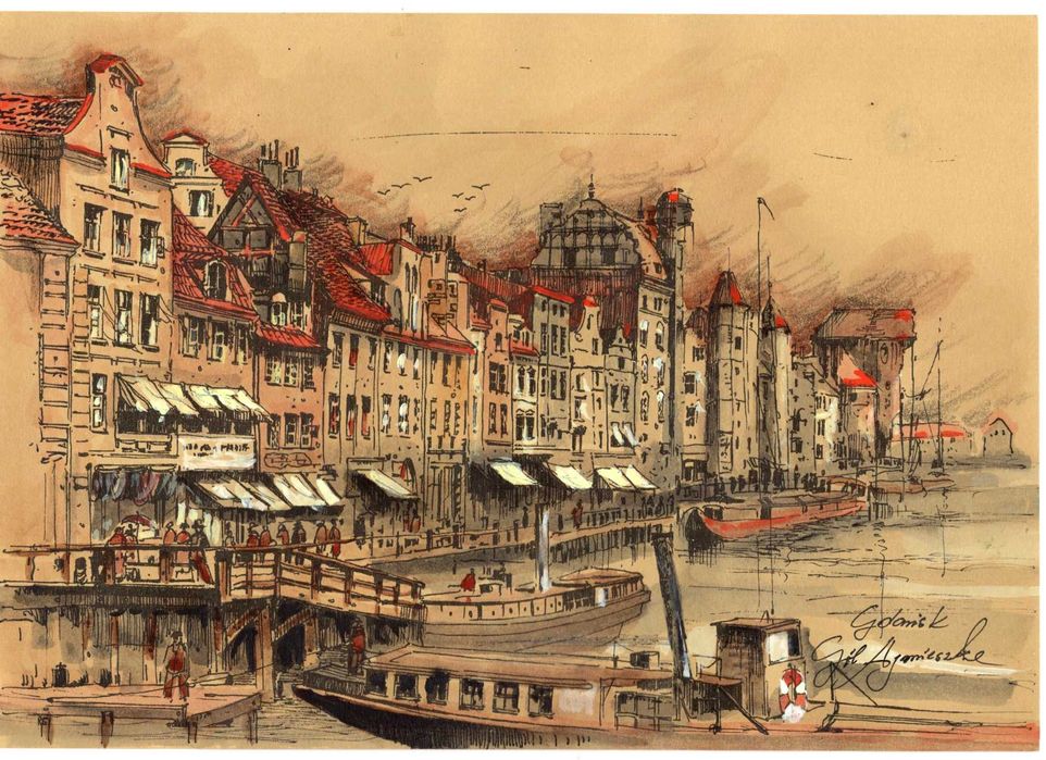 Gdańsk- 21x30cm Akwarela - Pomysł na prezent