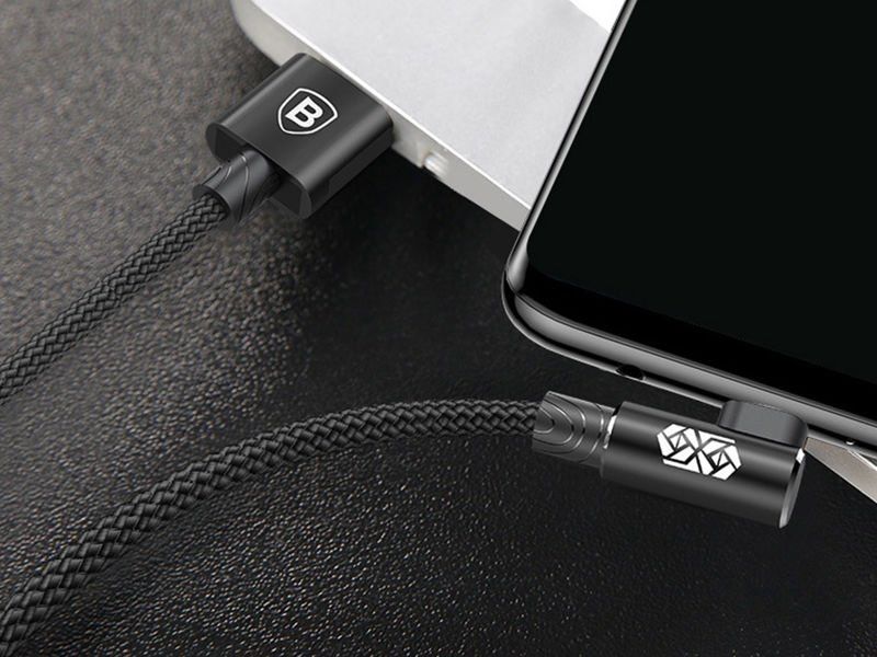 kabel baseus mvp elbow kątowy dwustronny micro usb 2m black