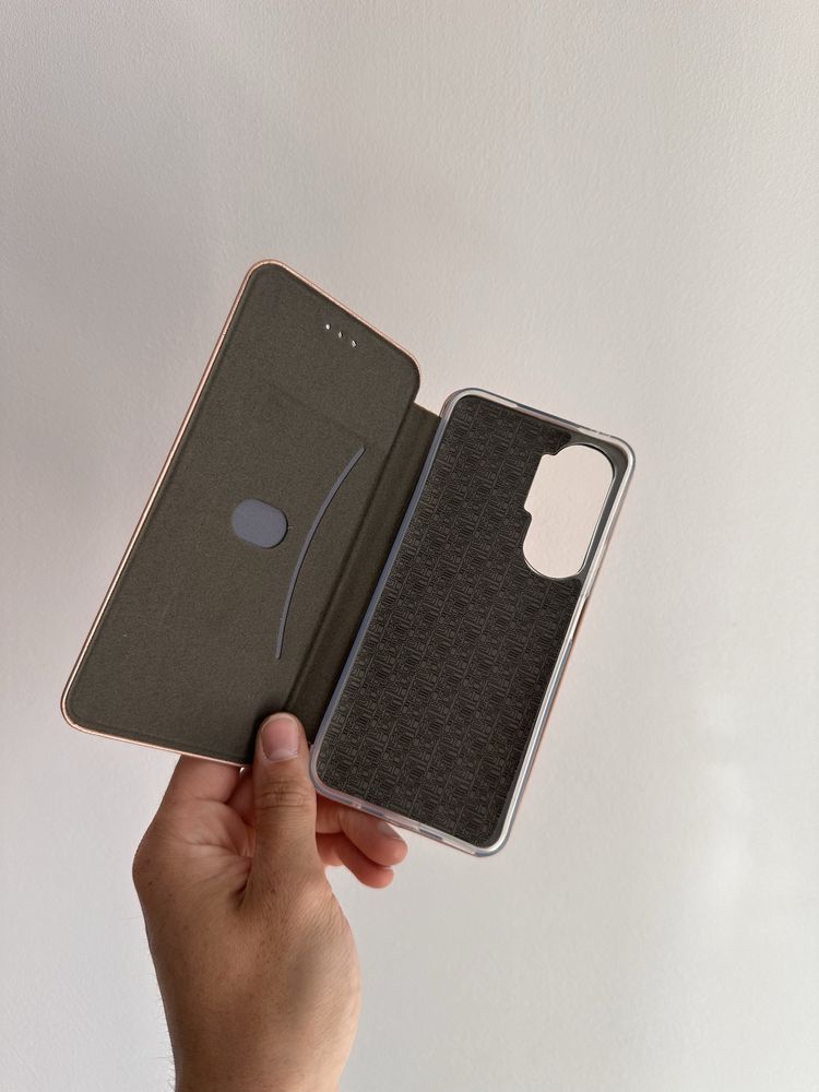 Etui Zamykane złoty róż + SZKŁO do HONOR 90 LITE