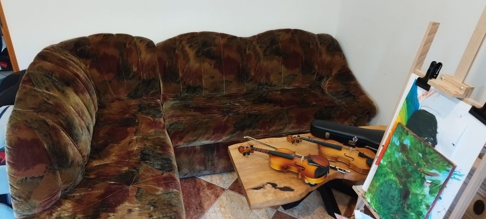 Kanapa narożna z pojemnikiem na pościel brązowa rozkladana