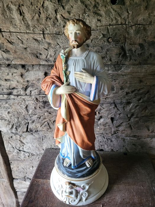 Stara biskwitowa figura Święty Józef porcelana Andenne