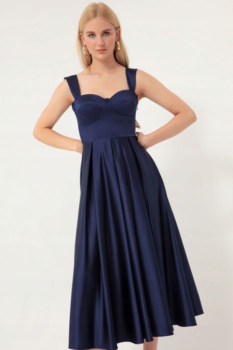 Lafaba 40 L Sukienka Granatowa Midi Balowa H16242