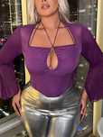 Bluzka Gorsetowa Siateczkowa Sexy Halter Fioletowa Shein 3Xl 46