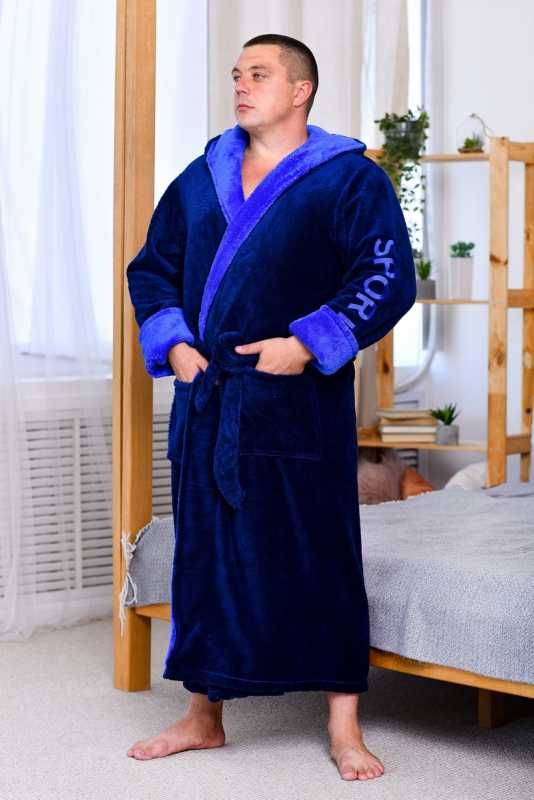 Домашній теплий махровий халат чоловічий приемний до тіла на подарунок