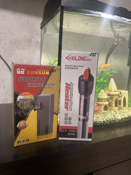 Прямокутний акваріум 35 л з кришкою,світильником