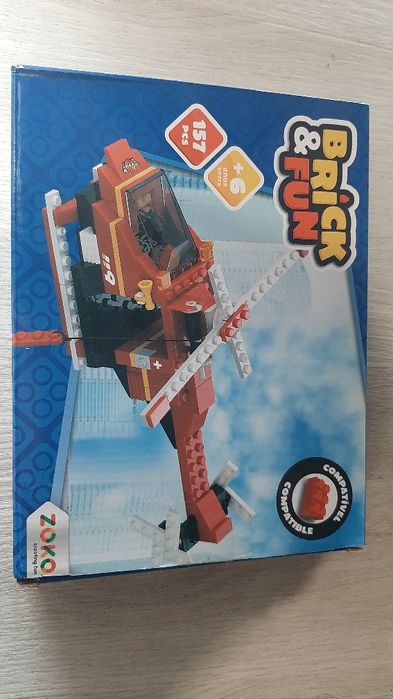 Brinquedo Helicóptero de emergência Brick and Fun Zoko com a caixa