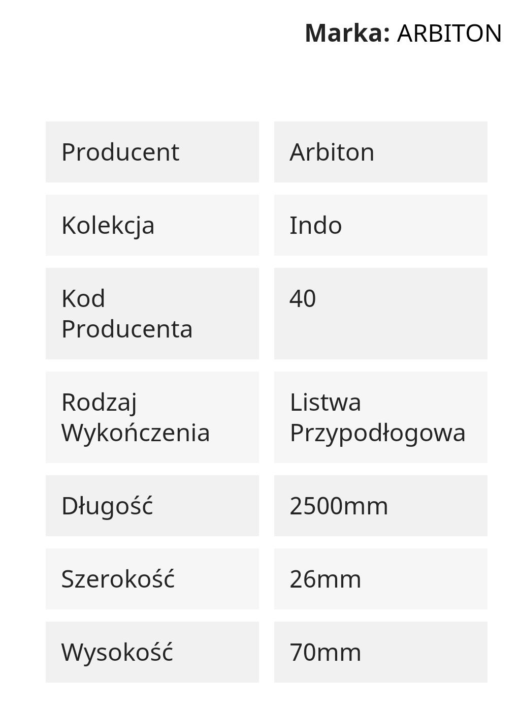 Listwa przypodłogowa PCV Arbition Ingo