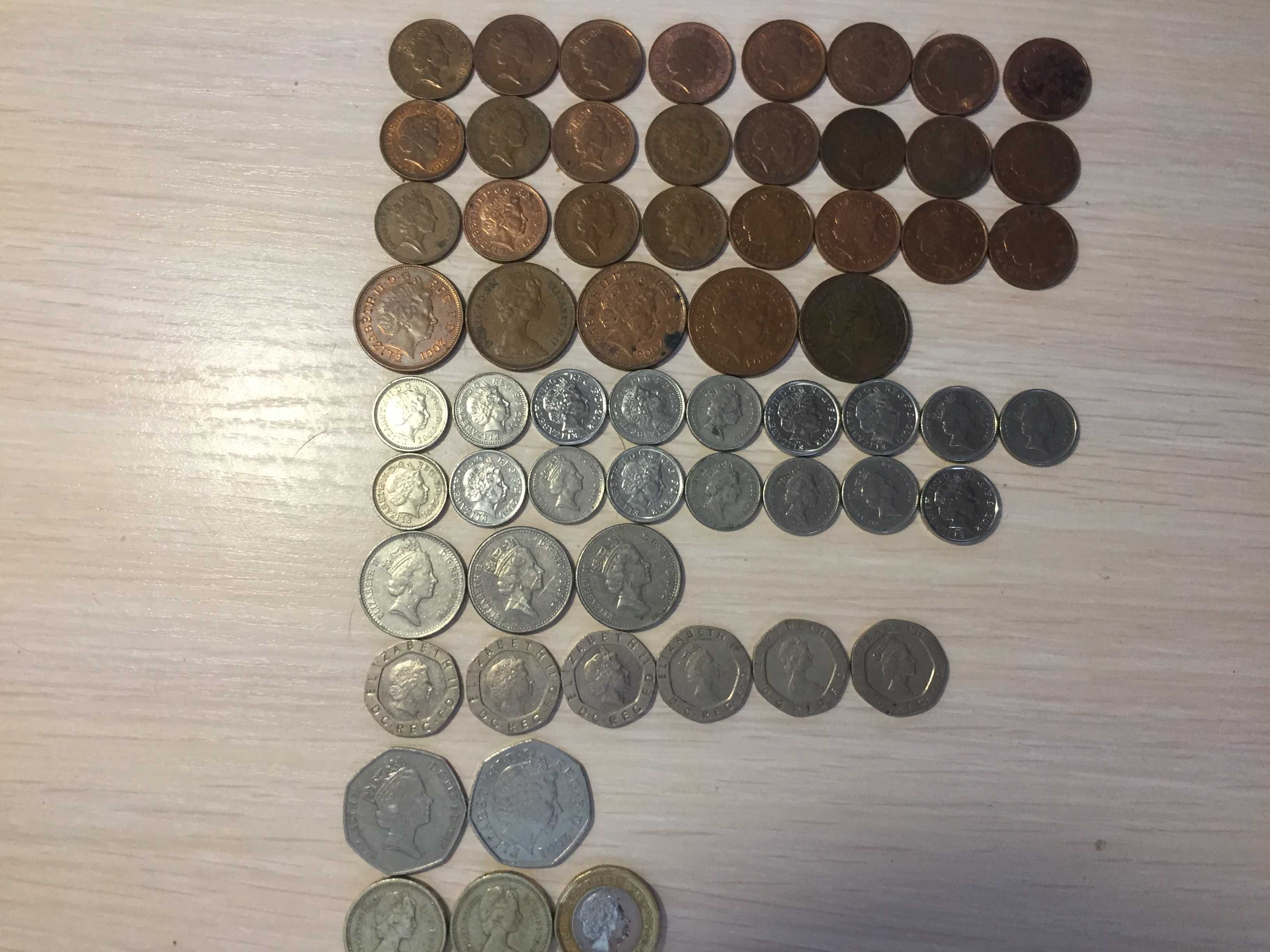 Коллекция разных монет (GBP,Frank,Euro)