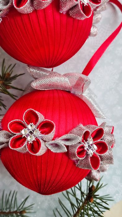 Bombki choinkowe ręcznie dekorowane komplet 3 sztuki