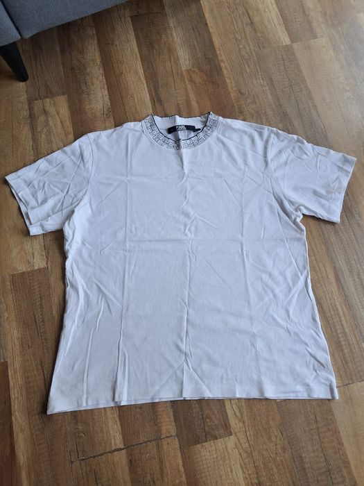 Karl Lagerfeld t shirt biały męski M bawełniany koszulka
