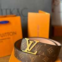 Pasek LV Louis vuitton premium Skóra Zestaw brazowy monogram