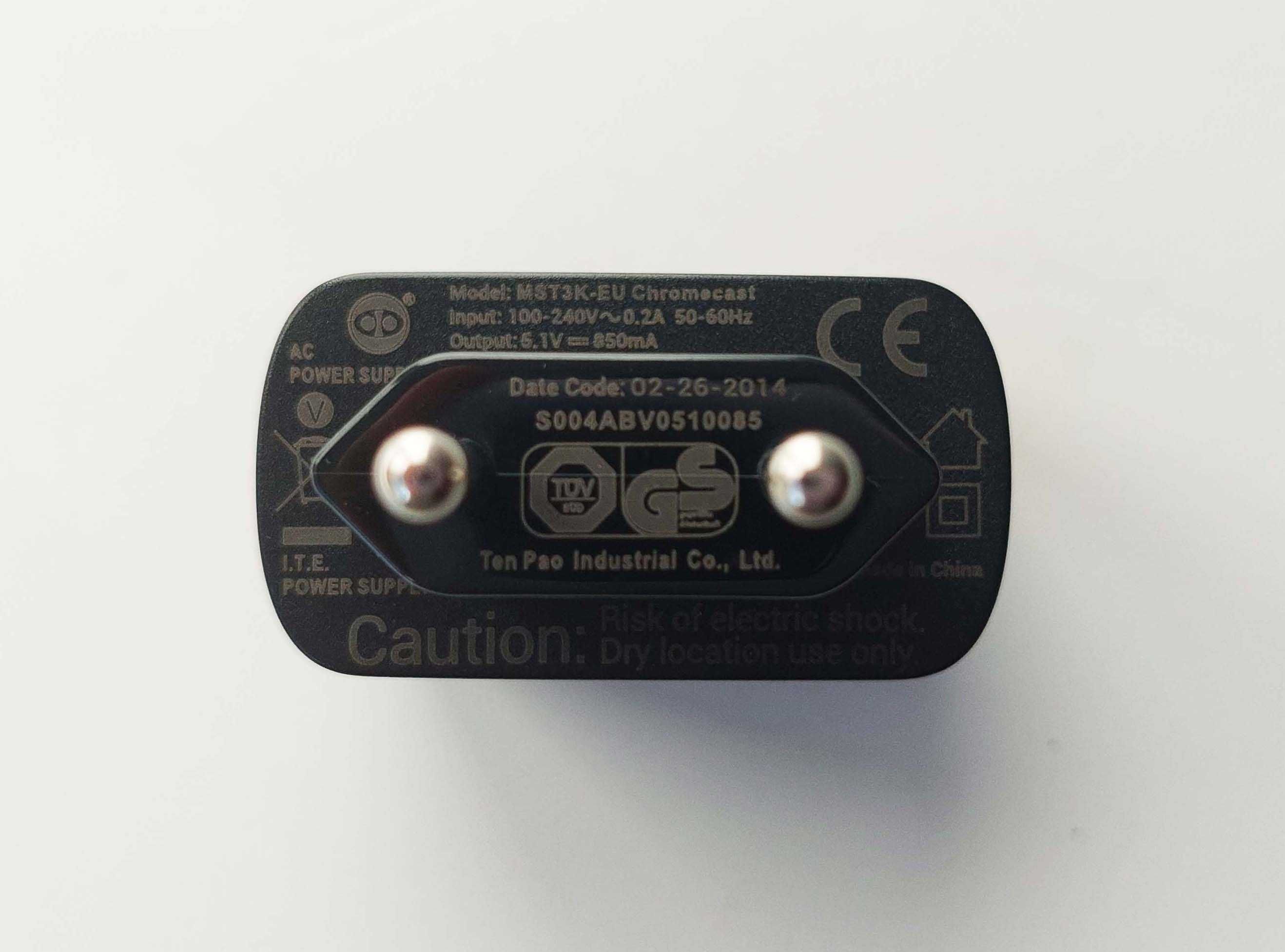 Carregador original USB Chromecast MST3K-EU 5.1V 850mA