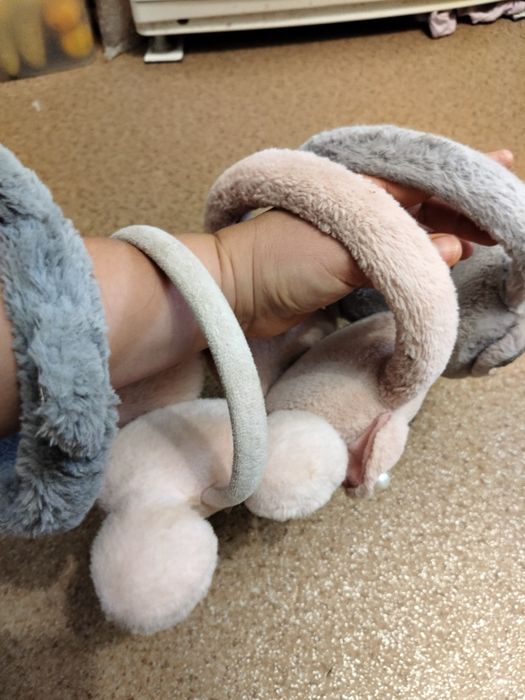 Навушники рожеві сірі зимові утеплені/ Міккі, Котик, Мінні