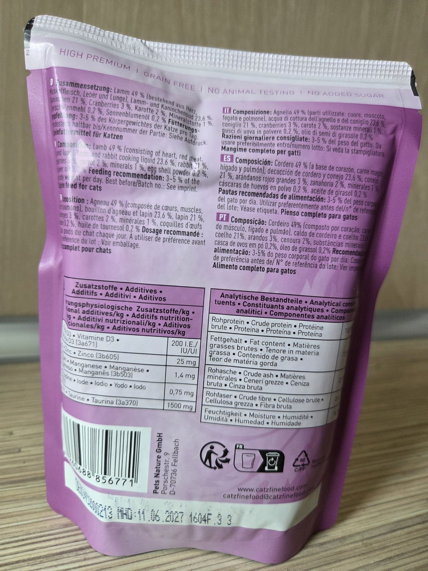 Catz finefood jagnięcina królik karma 300g nowa