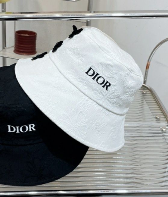 Kapelusz bucket biały Dior kokardki tłoczenia 57cm cudo