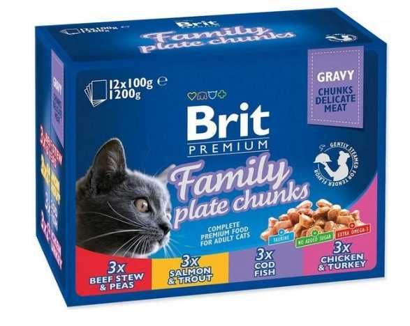 2x BRIT Cat Pouches Family Plate - mokra karma dla kota - 12 x 100g