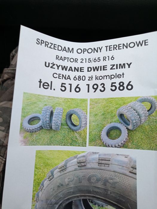 Opony raptor terenowe