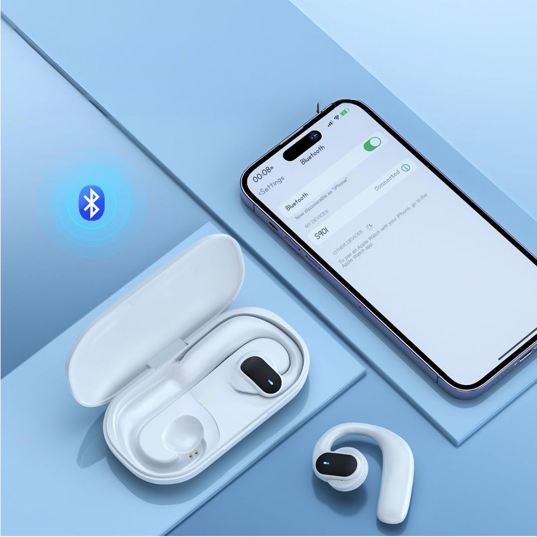 Słuchawki bezprzewodowe douszne Bluetooth wodoodporne z etui ładującym