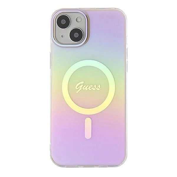 Etui Guess IML Iridescent MagSafe do iPhone 15 Plus - różowe