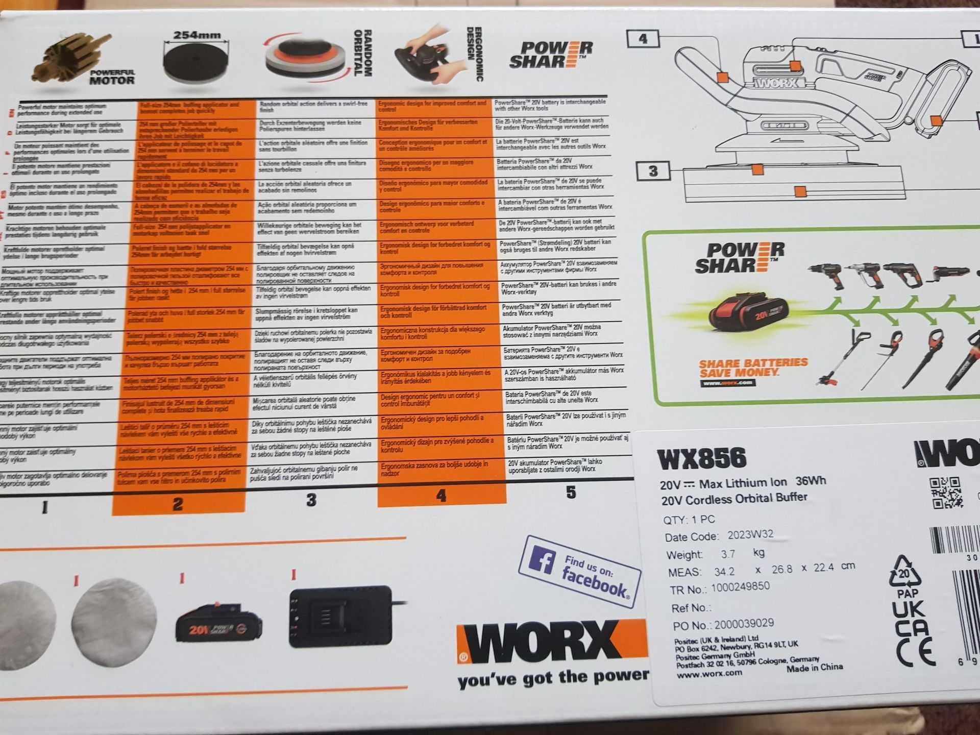 Worx WX856 polerka akumulatorowa, aku