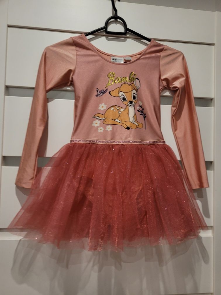 Sukienka z tiulem H&M disney bambi sukienka rozkloszowana mini r. 122/