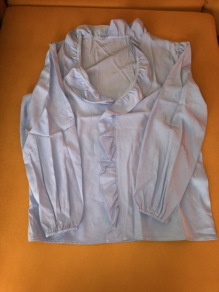 Camisa azul de manga comprida, NOVA