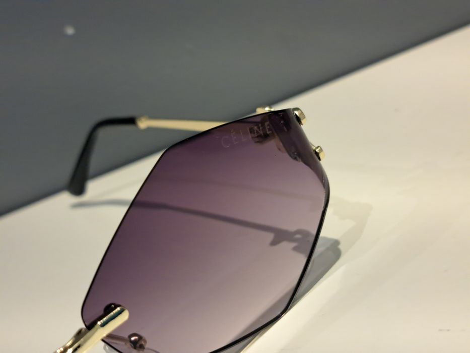 CELINE zlote nowe damskie okulary przeciwsłoneczne romby logowane