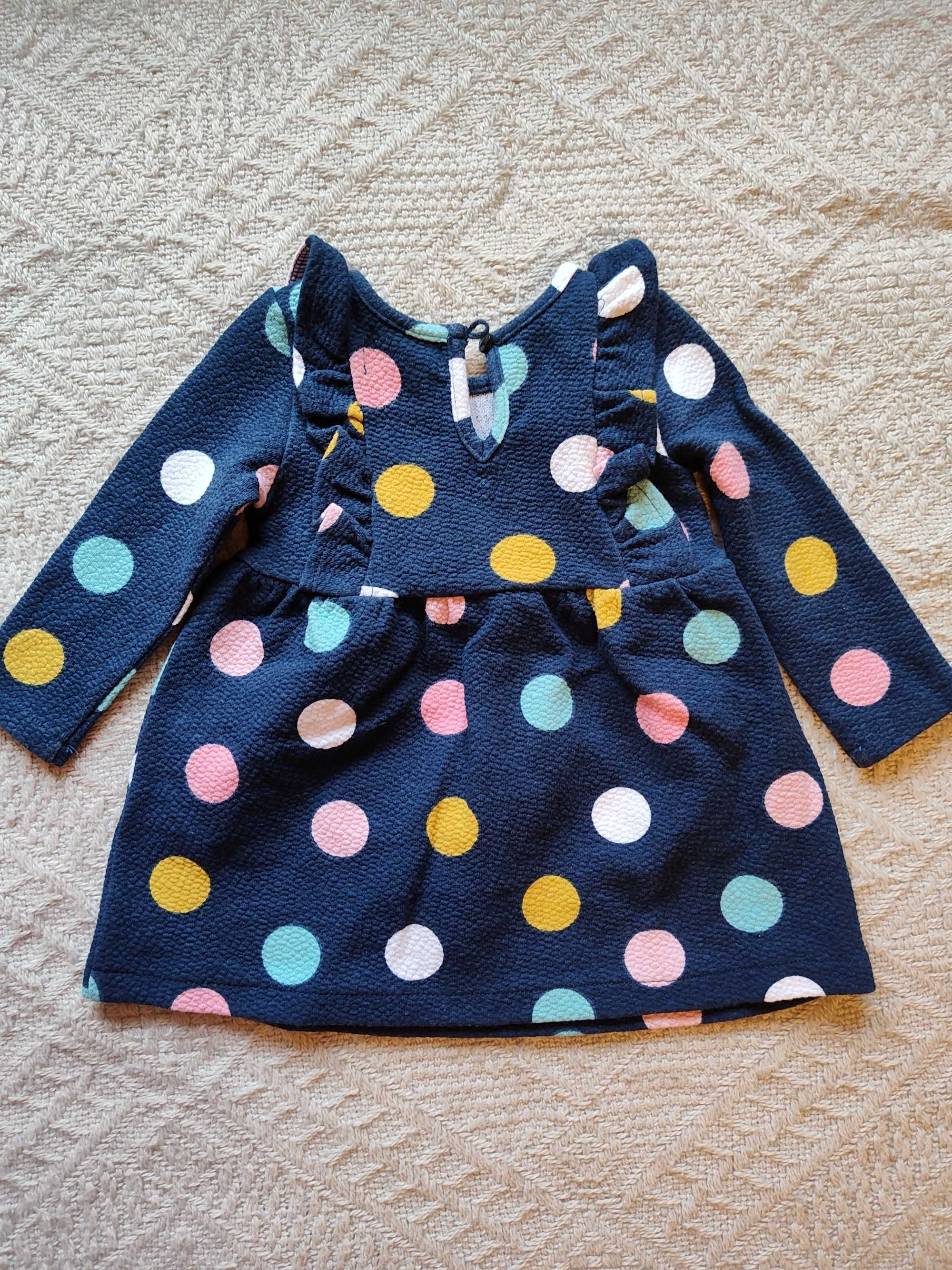 Sukienka granatowa w kropki Primark r.68