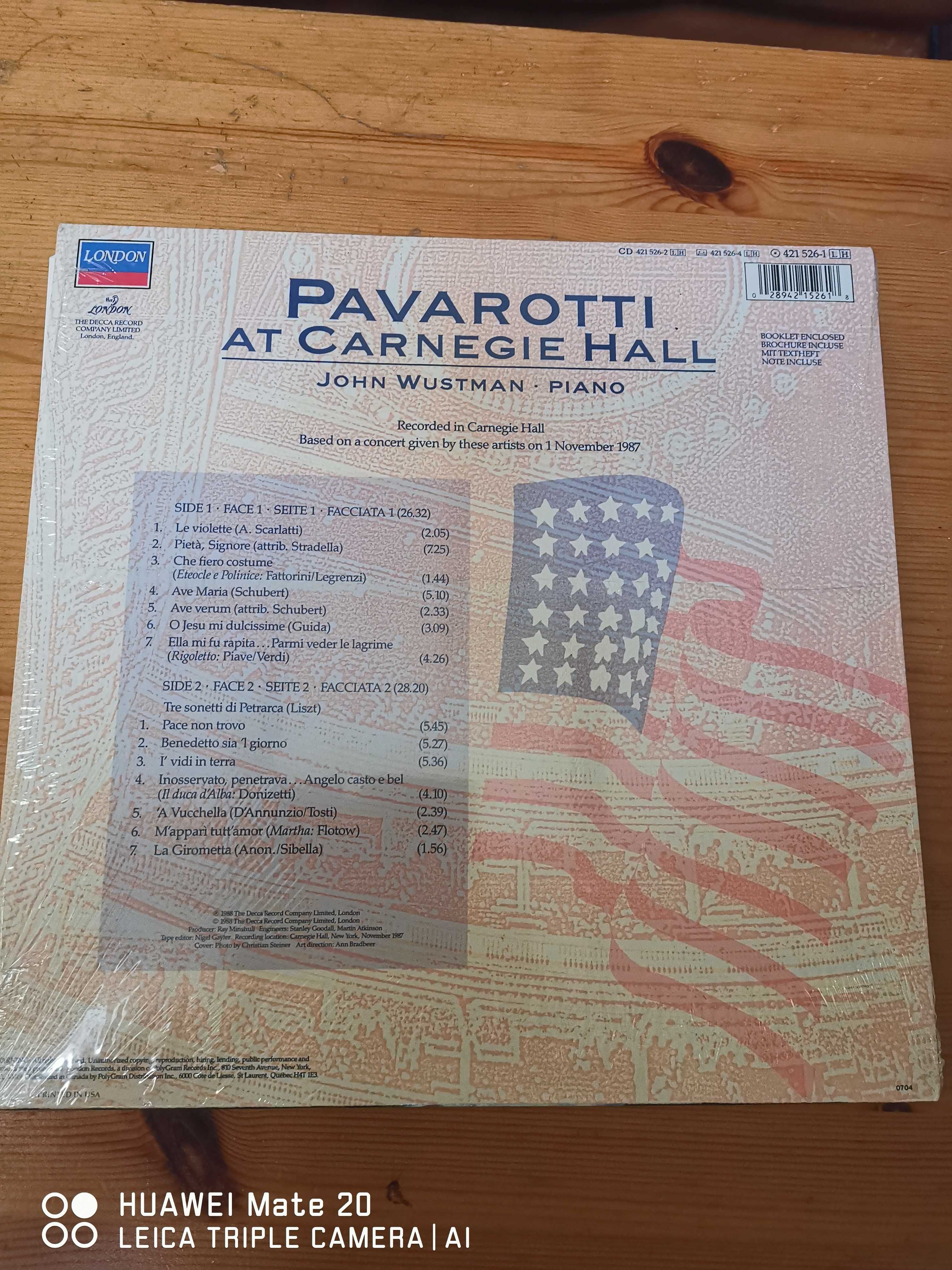 Pavarotti at Carneige Hall & John Wustman Piano LP