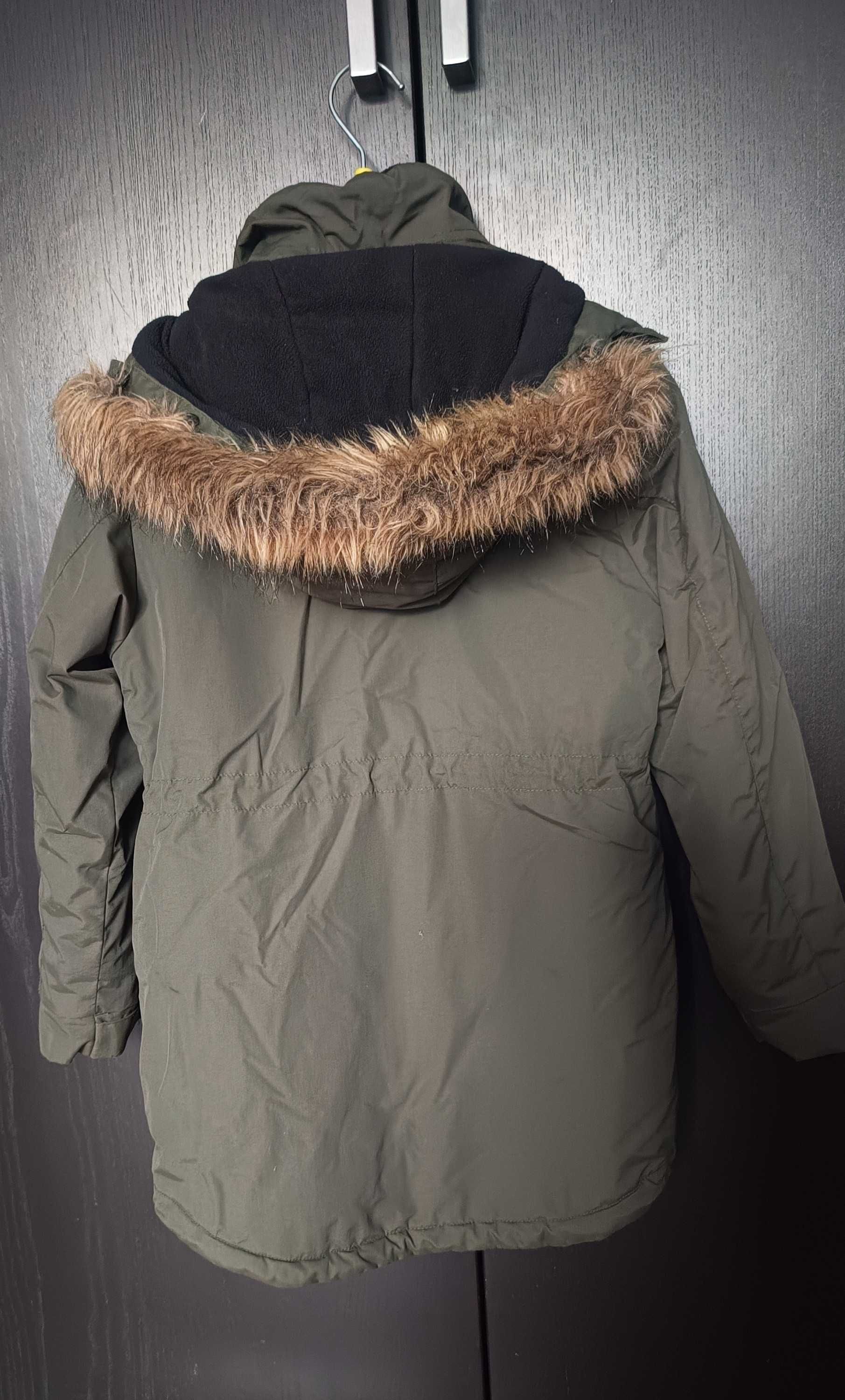 Zimowa parka kurtka chłopięca 140 khaki