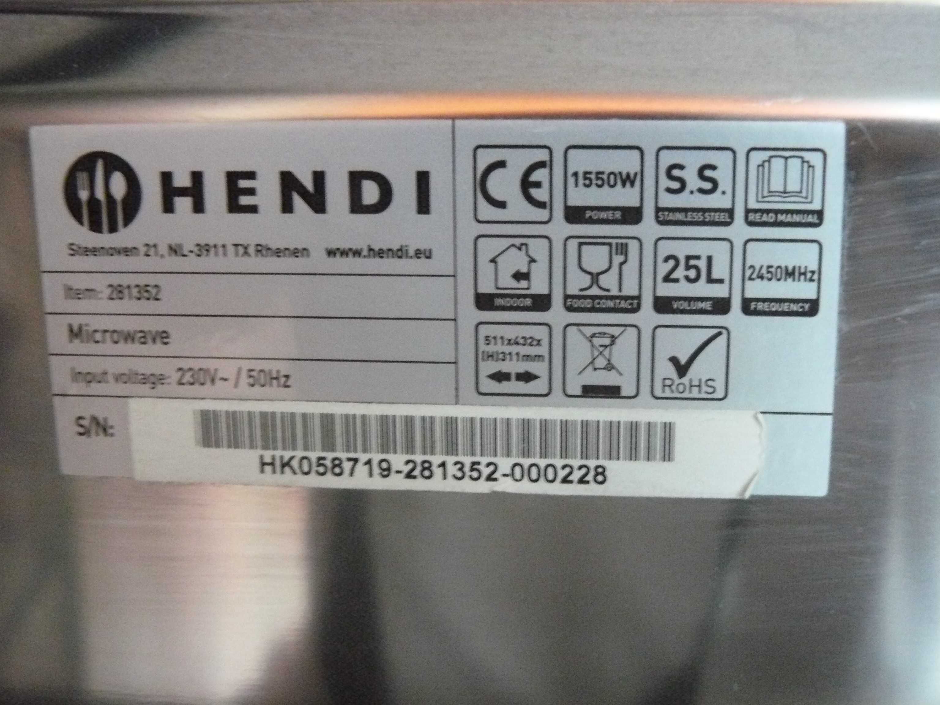 Mikrofalówka gastronomiczna 25 l, 1 kW | HENDI