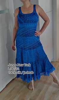 Jedwabna długa sukienka L/40/12 Jones New York silk dress