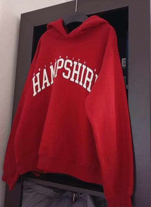 H&M S-M owersizowa ciepła czerwona bluza z kapturem
