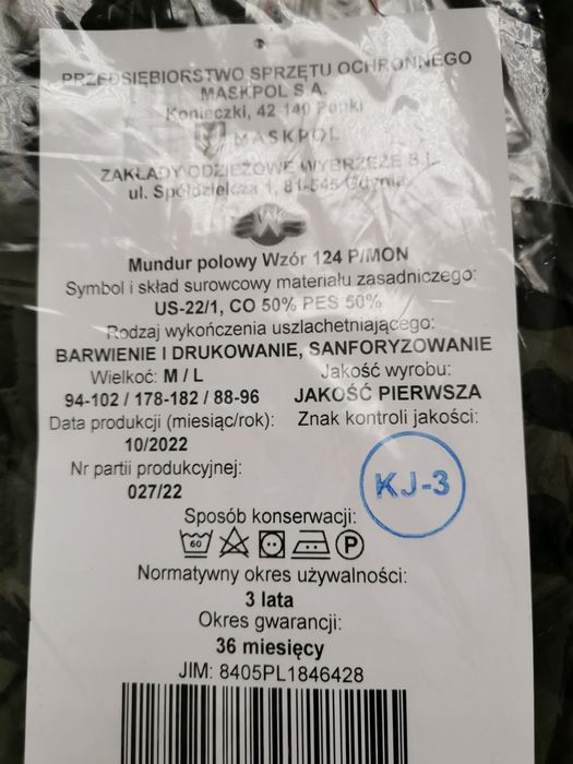 Mundur polowy 124P/MON rozmiar M/L