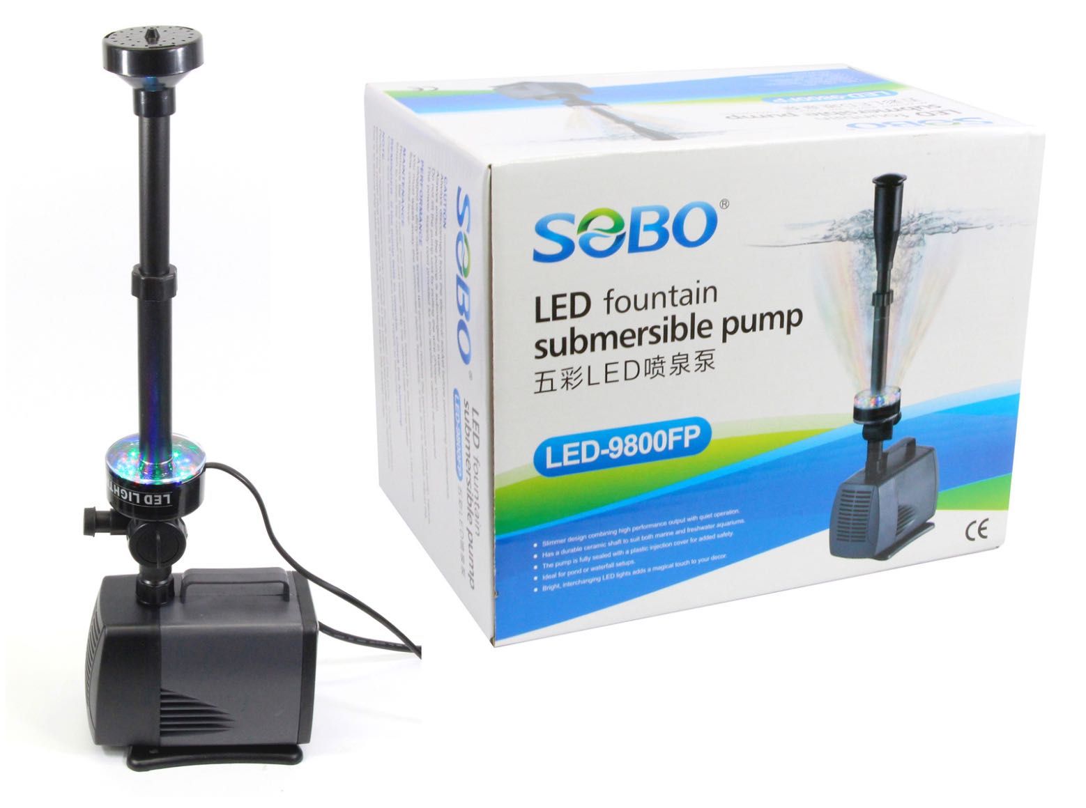 SOBO LED-9800FP pompa fontannowa 5500l/h, ring LED RGB, akwaria hodowl