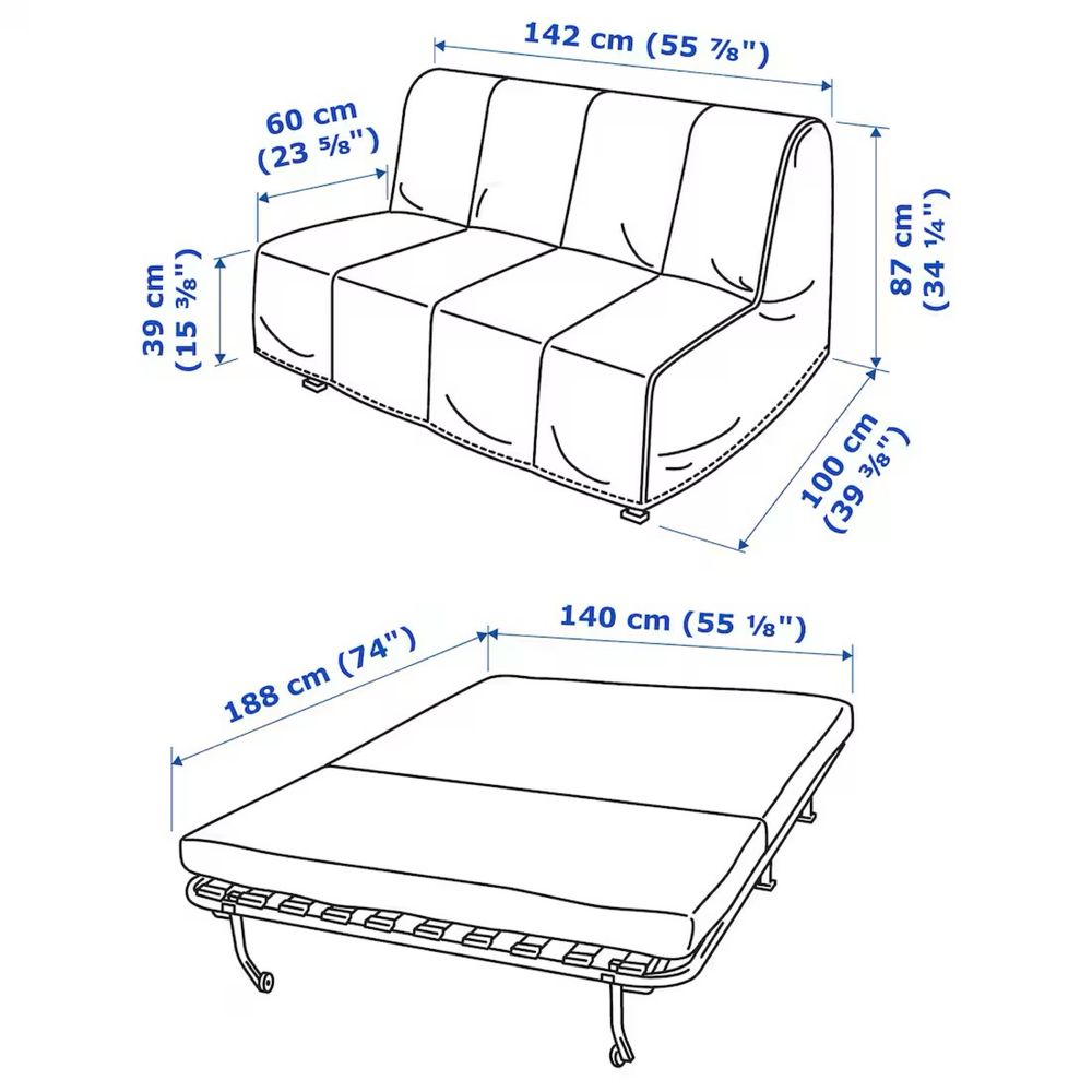 LYCKSELE MURBO Sofa 2-osobowa rozkładana,