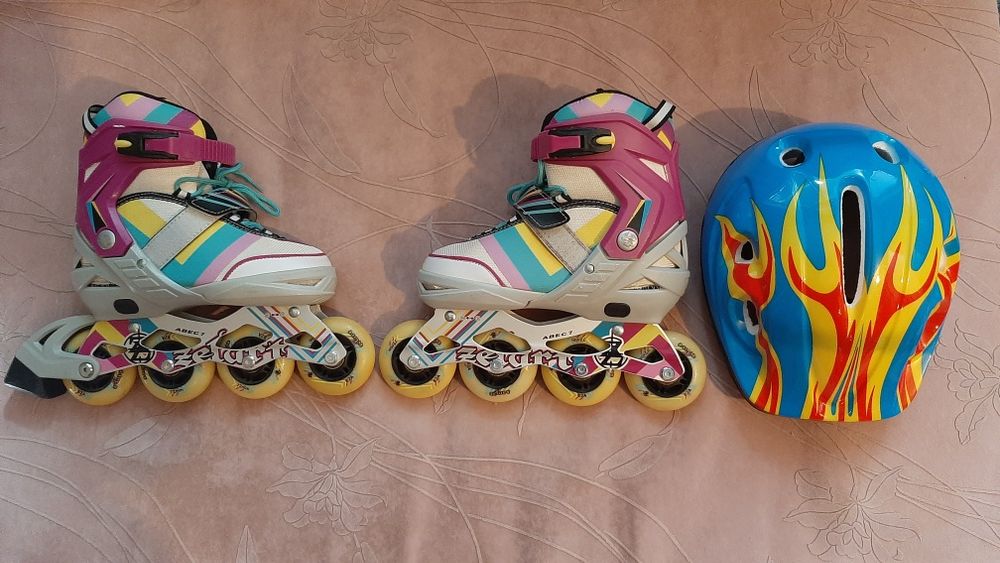 Ролики детские подростковые Zelart 34-37 размер.Шлем.