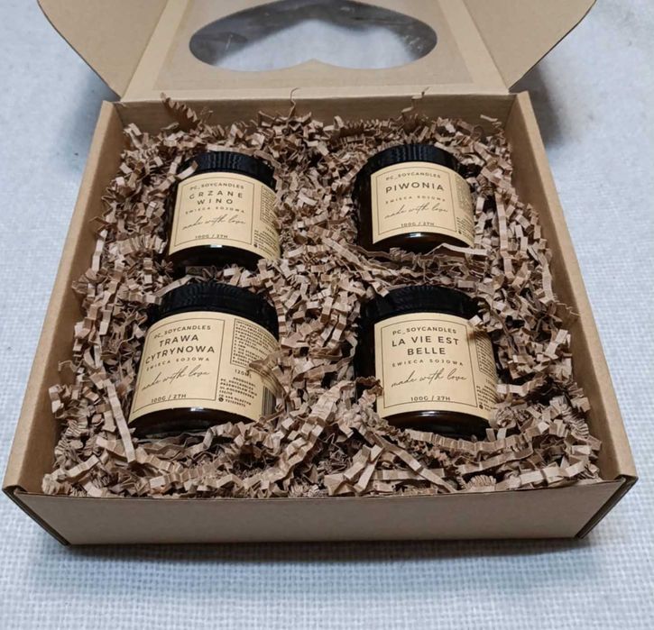 Zestaw Prezentowy Świece Sojowe Zapachowe 4x120ml Serce