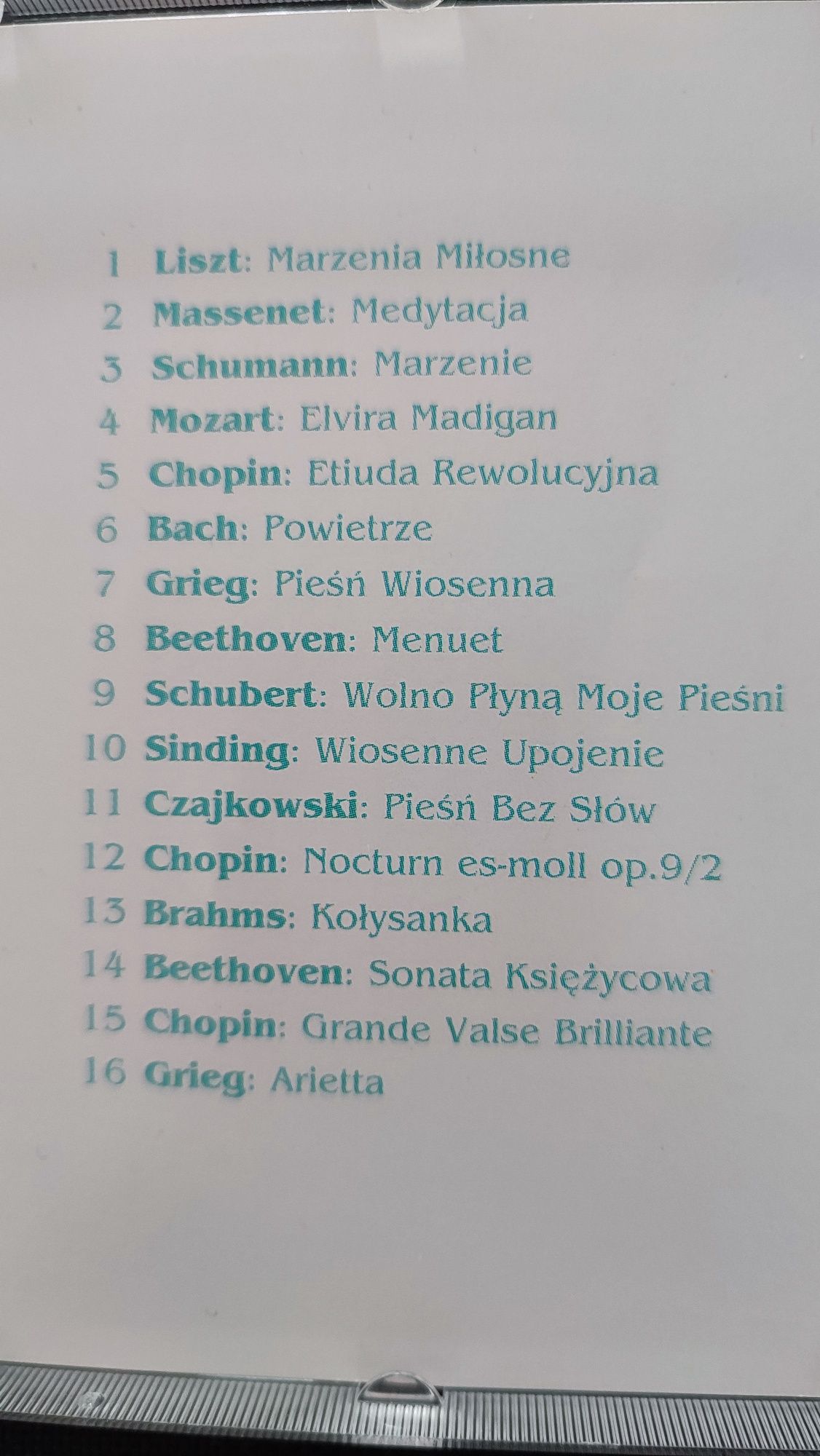 Chopin, Bach, Grieg, Brahms, Mozart, Schumann, Liszt, Czajkowski itd.