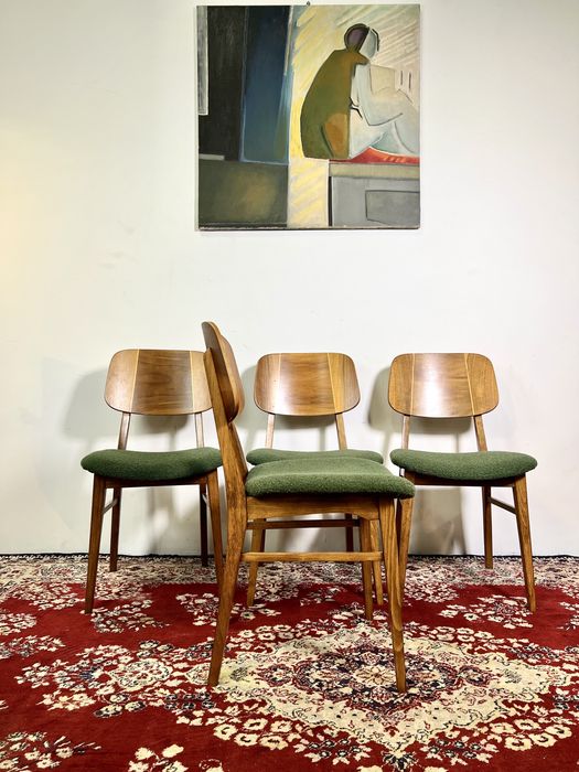 Krzesła PRL Bilea lata 60 patyczaki buk orzech mat vintage