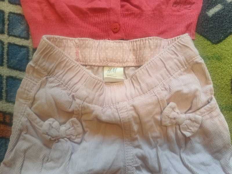 Zestaw sweter dziewczęcy, spodnie H&M r. 62/68