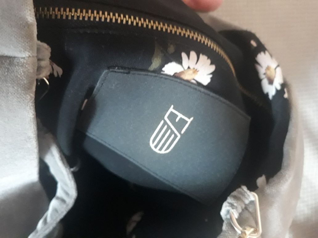 Szara torebka SOWL z aksamitu torba na ramię