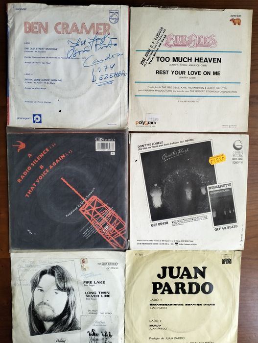 Lote de 6 antigos discos de vinil single